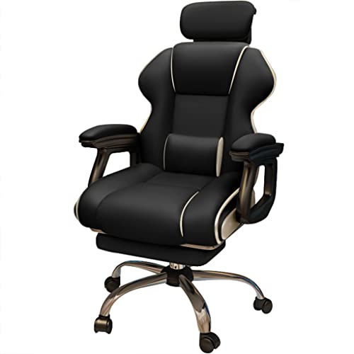 YHRJ Chefsessel bürostuhl Home Office Schreibtischstuhl Ergonomischer Komfort Computerstuhl Morgenbürostuhl mit Fußstütze, belastbar 150kg (Color : Black, S : 103-113cm) von YHRJ