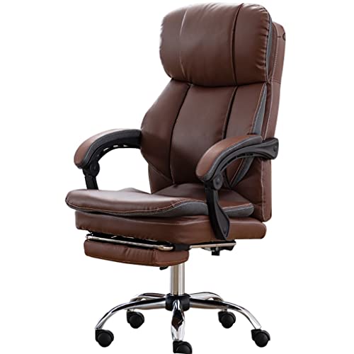YHRJ Chefsessel mit Fußstütze Bürokomfort Computerstuhl Ergonomische hohe Rückenlehne Schreibtischstuhl Heimlifting-Chefsessel aus PU-Leder, Lager 150 kg (Color : B, S : 65 * 108-118cm) von YHRJ