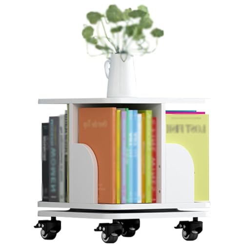 360° Drehbares Kleines Bücherregal, Mehrschichtiges Bewegliches Bücherregal, Studentenbuch Organizer Für Wohnheime, Bücherregale Für Büro (Color : White Color, S : 1 Layers) von YHRJOZ