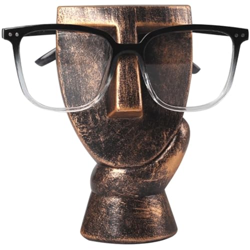 Brillenständer Brillenhalter Lustig Kreative Abstrakte Figurenform Brillenablage, Optische Ladentheke Harz Brille Display Ständer, Desktop-Ornamente(Copper) von YHRJOZ
