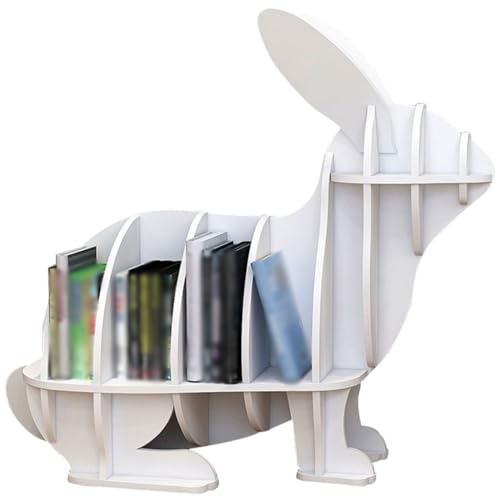Bücherregal In Cartoon-Kaninchen-Form, Kreativer Buchorganisator Für Die Schule, Bodendekorationen Für Bibliotheken, Bücherregale Für Schlafzimmer (Color : White Color, S : 53 * 48cm) von YHRJOZ