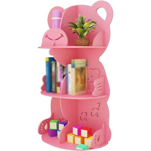 Einfacher Bären-Bilderbuchhalter, Mehrschichtiges Bücherregal Mit Stauraum, Bücherregal In Kindergarten-Cartoon-Form, Raumdekoration (Color : Pink Color, S : 58 * 99cm) von YHRJOZ