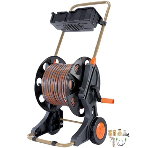 Schlauchtrommel Tragbarer Schlauchwagen Für Den Außenbereich, Bewegliche Gartenschlauchtrommeln Mit Rädern, Haushalts-Autowasch-Artefakt, Stabiles Wasserpfeifen-Aufbewahrungsregal (Color : A, S : Ho von YHRJOZ