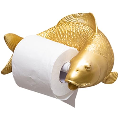 Toilettenpapierhalter Klorollenhalter Mode Luxuriöser Goldener Fisch-Toilettenpapierhalter, Kreatives Wandregal Für Kunstrollenpapier, Wanddekoration von YHRJOZ