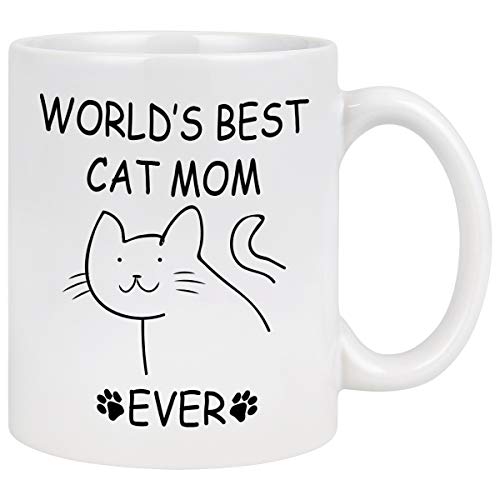 Cat Mom Gifts World's Best Ever Tasse – Katzenliebhaber Geschenke für Frauen Geburtstagsgeschenk Katzengeschenke Muttertagsgeschenke Katzenmutter 325 ml von YHRJWN
