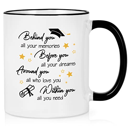 YHRJWN - Abschlussgeschenke für sie, Behind You All Your Memories Tasse, College Masters Degree Grade Gifts, Best Grade Gifts for Friends Sister Girls, Graduates Coffee Cup for Christmas 325 ml Weiß von YHRJWN