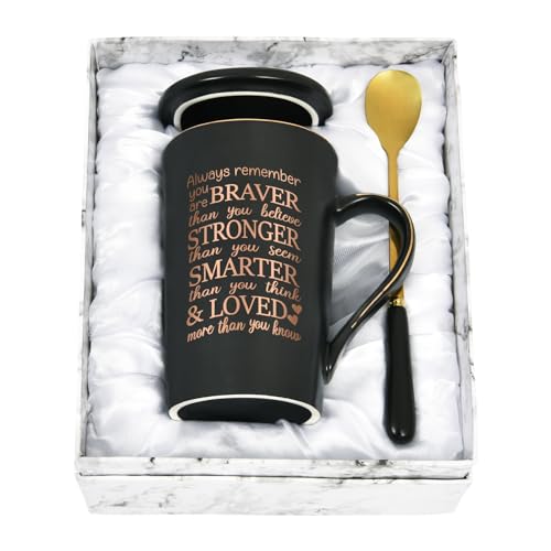 YHRJWN Inspirierende Tasse – Always Remember You Are Braver Than You Believe, You Are Loved – Krebsgeschenke für Frauen und Männer, Gute Besserung – 400 ml von YHRJWN