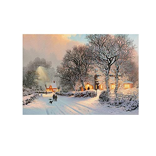 YHSGY Winterbilder Schneelandschaft Leinwandbilder Weihnachtsschnee Szene.Leinwand Wandkunst Gemälde für Wohnzimmer Deko 70x100cm(28'x40') Rahmenlos, Kein Rahmen von YHSGY