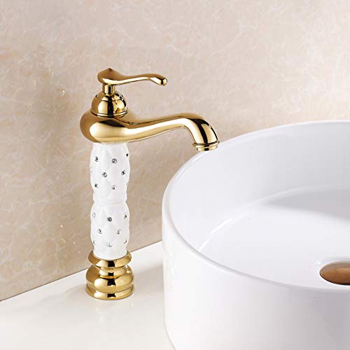 YHSGY Bad Aufsatzwaschbecken Wasserhahn Gold Messing Einhand-Waschtischmischer von YHSGY