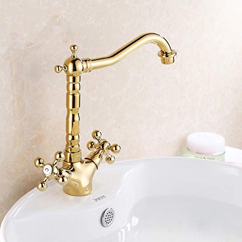 YHSGY Gold Messing Bad Waschbecken Wasserhahn Stil Vanity Sink Mixer Wasserhahn Deck Montiert Wasserhahn von YHSGY