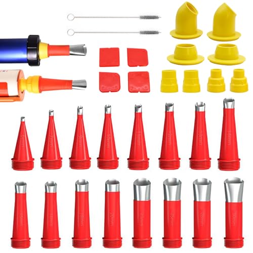 30 Stück Universal Integrierte Gummidüse Werkzeug Kit, Edelstahl Dichtungsdüse Silikon Silikonspritze Aufsätze, Einteiliger Edelstahldüsen Silikon spitzen Kartuschenspitzen für Verstemmen von YHSKJCD