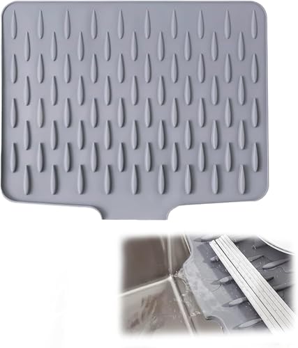 YHSKJCD Abtropfmatte Geschirr, Auslaufsicherer Arbeitsplattenschutz Aus Silikon mit Effektiver Wasserumleitung und Rutschfestem Design, Abtropfmatte Spüle für Küchenspüle von YHSKJCD