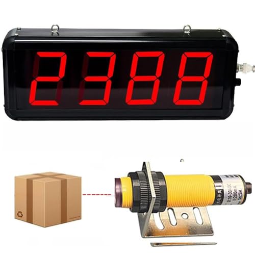 YHUEGH Elektronischer digitaler Zähler, 4 Digitale LED-Zähler, Infrarot-Digitalzähler mit Infrarot-Sensor, Zählung bis zu 9999, kann Produktionslinienzähler verwenden von YHUEGH