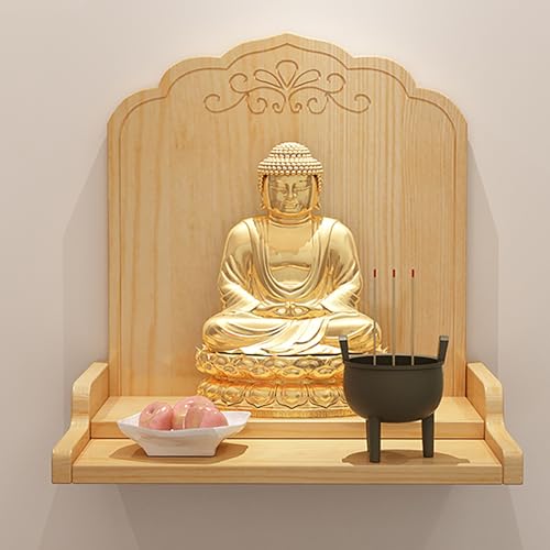 YHWKGZ Altartisch Mit Buddha-Statue, Opfertisch Aus Massivholz, Weihrauchbrennertisch For Den Gebetsaltar Zur Wandmontage, Persönlicher Altarständer, Geeignet for Zuhause, Unternehmen(Giallo,12.6x9.8x von YHWKGZ