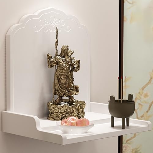 YHWKGZ Altartisch Mit Buddha-Statue, Opfertisch Aus Massivholz, Weihrauchbrennertisch For Den Gebetsaltar Zur Wandmontage, Persönlicher Altarständer, Geeignet for Zuhause, Unternehmen(Wit,12.6x9.8x9.8 von YHWKGZ