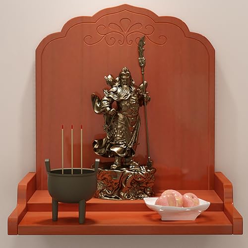 YHWKGZ Altartisch Mit Buddha-Statue, Opfertisch Aus Massivholz, Weihrauchbrennertisch For Den Gebetsaltar Zur Wandmontage, Persönlicher Altarständer, Geeignet for Zuhause, Unternehmen(Brown,12.6x9.8x9 von YHWKGZ