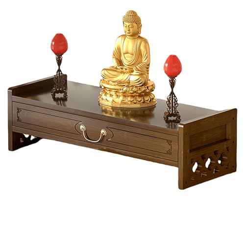 YHWKGZ Altartisch for Chinesische Schreine, Kleiner Buddhistischer Räuchergefäß-Sockel, Opfertisch Puja, Meditationstisch Aus Bambus-Buddha Mit Schublade, Geeignet for Wohnzimmer, Tempel(Single-Layer von YHWKGZ