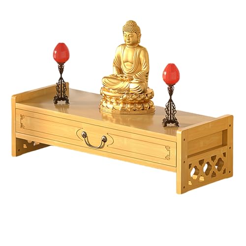 YHWKGZ Altartisch for Chinesische Schreine, Kleiner Buddhistischer Räuchergefäß-Sockel, Opfertisch Puja, Meditationstisch Aus Bambus-Buddha Mit Schublade, Geeignet for Wohnzimmer, Tempel(Single-Layer von YHWKGZ