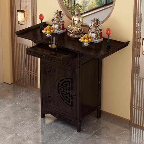 YHWKGZ Altartisch for Persönliche Schreine, Altartische Mit Stauraum, Gebets- Und Meditationstisch Aus Bambus, Chinesischer Buddha-Nischenschrank, Starke Tragfähigkeit, Robust Und Langlebig(66x40x100c von YHWKGZ