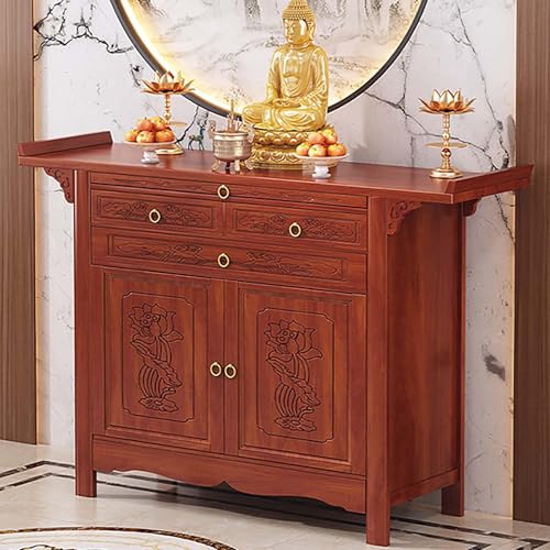 YHWKGZ Altartisch for Persönlichen Schrein, Altarschrank Aus Bambus Mit Buddha-Nische Und Stauraum, Buddhistischer Tisch Mit Chinesischem Schranksockel, Breiter Schreibtisch(Length108cm/42.5in) von YHWKGZ