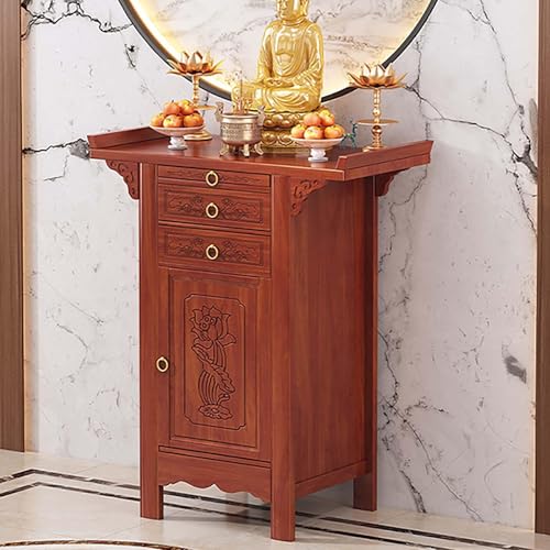 YHWKGZ Altartisch for Persönlichen Schrein, Altarschrank Aus Bambus Mit Buddha-Nische Und Stauraum, Buddhistischer Tisch Mit Chinesischem Schranksockel, Breiter Schreibtisch(Length68cm/26.8in) von YHWKGZ