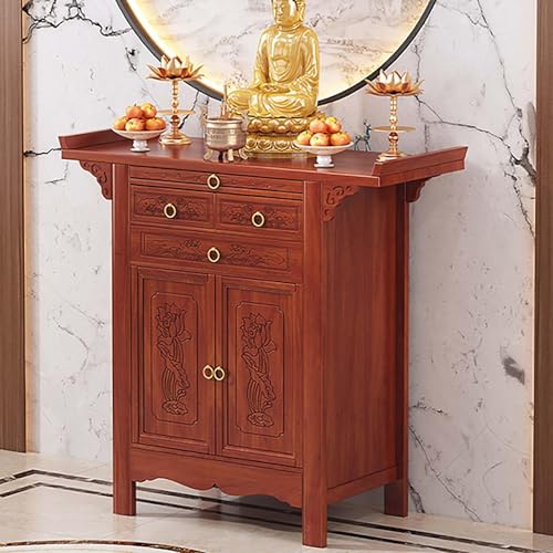 YHWKGZ Altartisch for Persönlichen Schrein, Altarschrank Aus Bambus Mit Buddha-Nische Und Stauraum, Buddhistischer Tisch Mit Chinesischem Schranksockel, Breiter Schreibtisch(Length88cm/34.6in) von YHWKGZ