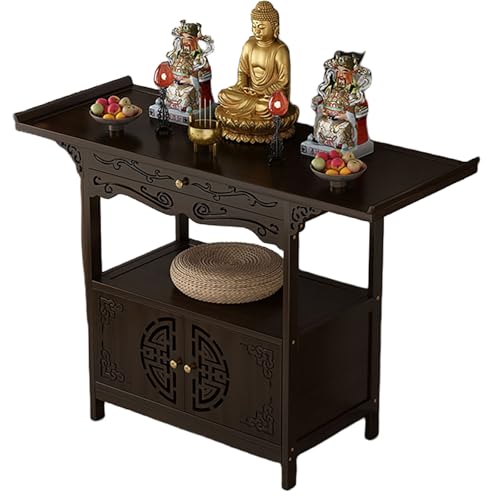 YHWKGZ Bambus Meditationsaltartisch, Persönlicher Schreinaltartisch Mit Aufbewahrung, Meditations-Gebetstisch, Meditationstischschrank, Chinesischer Anbetungsschrank For Gott Des Reichtums(120x40x100c von YHWKGZ