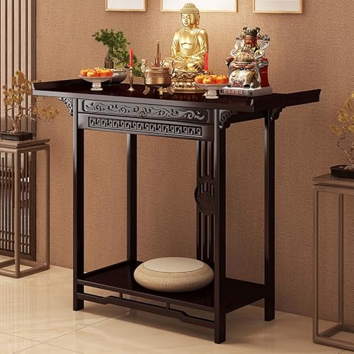 YHWKGZ Buddhistischer Gebetsaltartisch, Chinesischer Opfertisch Mit Schranksockel, Persönliche Gebetsaltäre Mit Aufbewahrungsaltartisch, Persönlicher Chinesischer Buddha-Nischentisch(100cm/39.4in) von YHWKGZ