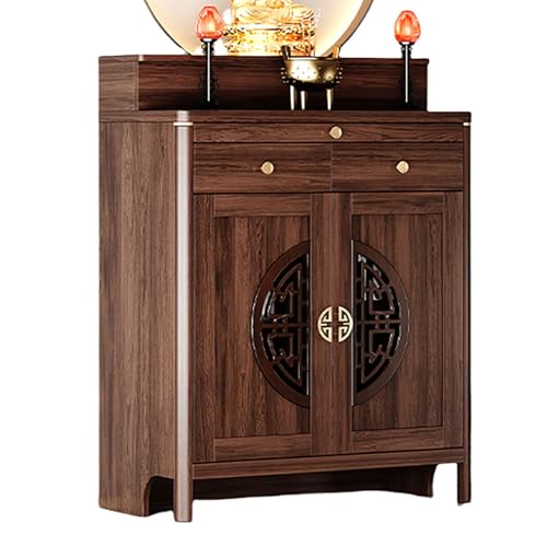 YHWKGZ Chinesischer Opfertisch Mit Schranksockel, Altartisch Aus Massivholz, Buddha-Nische, Persönlicher Meditationsschrein Mit Aufbewahrung, Standmeditations-Gebetstisch, Altartisch(98x45x124cm/38.6x von YHWKGZ