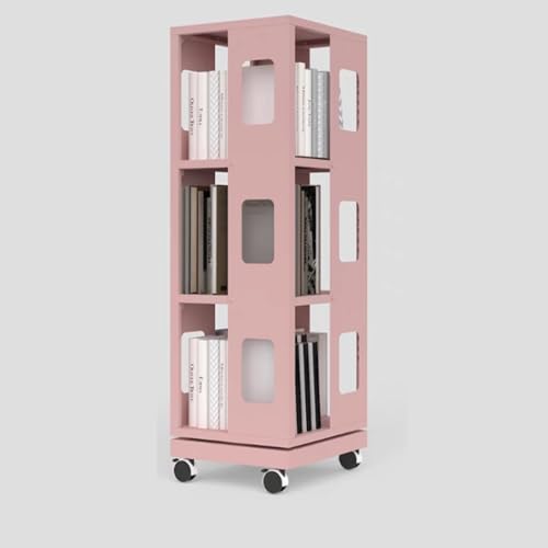 YHWKGZ Drehbares Bücherregal, Schmales Bücherregal, Bücherregale aus Holz, 360 ° Drehbares Bücherregal, for Das Home Office, Stehendes Bücherregal Platz Sparen(Rose,35x35x107CM) von YHWKGZ