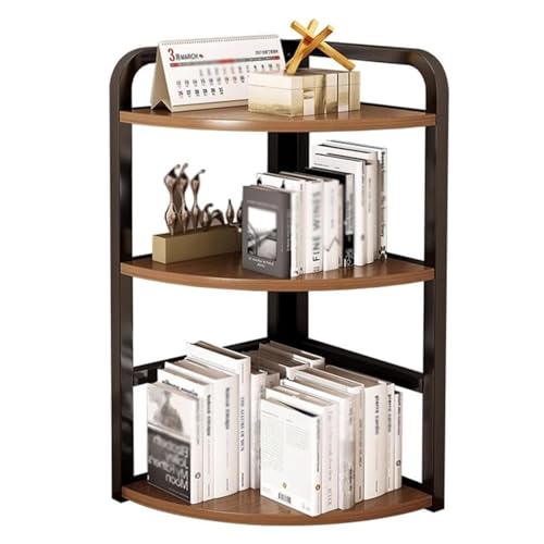 YHWKGZ Eckbücherregal, 3-stufiges Eckschreibtischregal, Moderner Desktop-Regal-Organizer for Kleine Räume, Arbeitsplatten-Bücherregal-Lagerregal for Das Wohnzimmer(Brown,25x25x65cm) von YHWKGZ