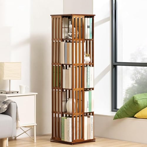 YHWKGZ Eckbücherregal, Drehbares Bücherregal, Mehrschichtiges Ausstellungsregal, Drehbarer Bücherregalturm, Bodenstehendes Bücherregal, for Schlafzimmer, Wohnzimmer, Zuhause, Büro, Ecke(Brown,149cm) von YHWKGZ