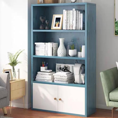 YHWKGZ Eckbücherregal, Eckregal mit Schränken, Offenes Bücherregal, Rustikales Präsentationsregal, Mehrzweck-Bücherregal, Geeignet for Schlafzimmer, Kleine Räume(Blauw,L60xW24xH106cm) von YHWKGZ