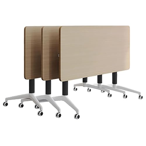 YHWKGZ Klappbarer Konferenztisch, Klappbarer Besprechungstisch, Konferenzraumtisch, Mobiler Schulungstisch mit Flip-Top, Mobiler Schulungsseminartisch mit Rollen(Wood Color,160 x 50 x75 cm) von YHWKGZ