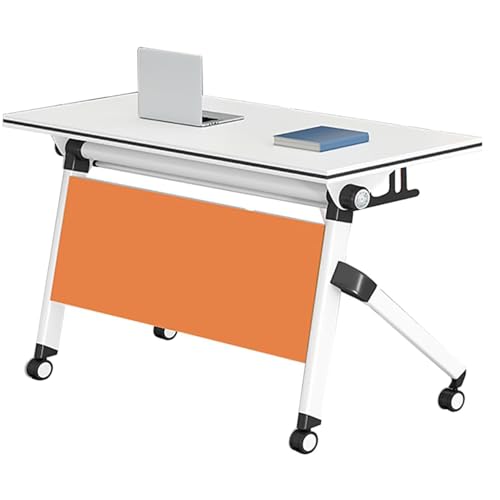 YHWKGZ Klappbarer Konferenztisch, Klappbares Besprechungstisch-Set, Mobiler Schulungstisch mit Feststellbaren Rädern, Multifunktionaler Rechteckiger Computertisch for Konferenzräume(Orange,120 x 60 x YHWKGZ Klappbarer Konferenztisch, Klappbares Besprechungstisch-Set, Mobiler Schulungstisch mit Feststellbaren Rädern, Multifunktionaler Rechteckiger Computertisch for Konferenzräume(Orange,120 x 60 x von YHWKGZ