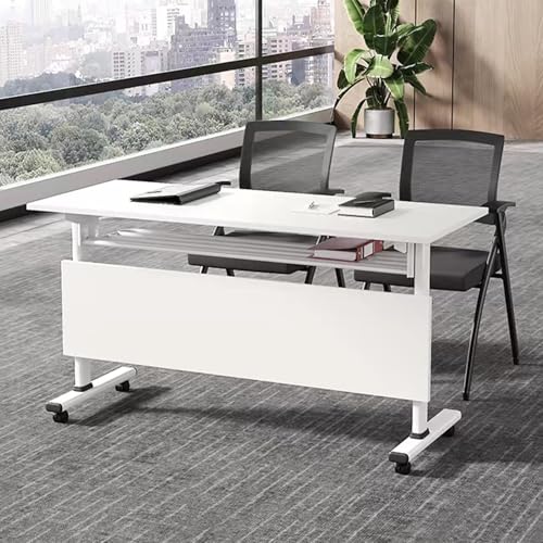 YHWKGZ Klappbarer Konferenztisch, Mobiler Konferenzraumtisch, Besprechungstisch mit Lenkrollen, Mobiler Klapp-Schulungstisch, Moderner Chefschreibtisch, Podcast-Tisch(120 x 40 x 75 cm) von YHWKGZ