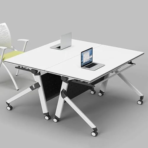 YHWKGZ Klappbarer Konferenztisch, Mobiler Schulungstisch, Klappbarer Konferenzraumtisch for Kleine Räume mit Feststellrollen, Mobiler Kommerzieller Büroschreibtisch(2PCS,140 x 50 x 75 cm) von YHWKGZ