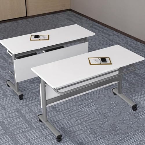 YHWKGZ Klappbarer Konferenztisch, Schulungstisch, Hochklappbarer Mobiler Schulungstisch mit Feststellbaren Rollen, Rechteckiger Multifunktionaler Computertisch for Konferenzräume(2PCS,140 x 60 x 75 cm von YHWKGZ