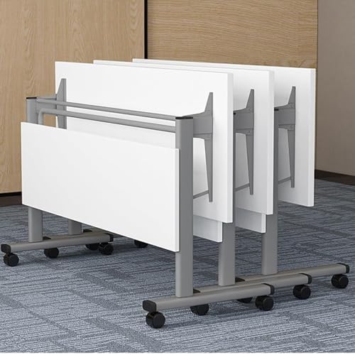 YHWKGZ Klappbarer Konferenztisch, Schulungstisch, Hochklappbarer Mobiler Schulungstisch mit Feststellbaren Rollen, Rechteckiger Multifunktionaler Computertisch for Konferenzräume(3PCS,140 x 40 x 75 cm von YHWKGZ