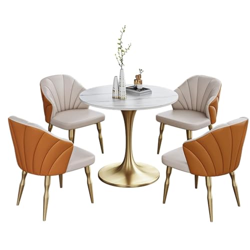 YHWKGZ Konferenztisch, Konferenz-Empfangsraum-Couchtisch mit 4 Stühlen, Couchtisch Und Stuhlset, Küchen-Frühstücksbar-Tisch und Stuhlset, for Das Büro in Der Küche zu Hause(Orange,70CM/27.5IN) von YHWKGZ