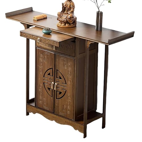 YHWKGZ Meditationsaltartisch-Kabinett, Meditationsaltartisch Aus Bambus, Chinesischer Buddha-Nischenschrank, Altartisch Aus Massivholz, Meditationstischaltar Mit Aufbewahrung(140cm/55.1in) von YHWKGZ