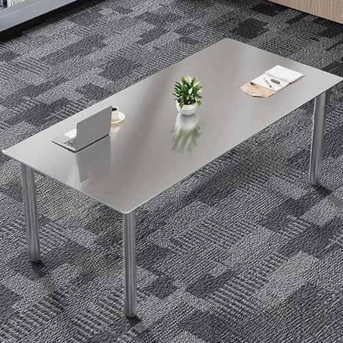 YHWKGZ Rechteckiger Konferenztisch, Besprechungs-Schulungstisch aus Edelstahl, Seminar-Geschäftstische mit Antirutschmatten, Kleiner Chefschreibtisch for 2 Personen(Round,150x60x74cm) von YHWKGZ