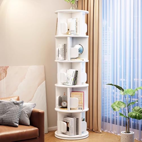 YHWKGZ Rotierendes Bücherregal, 360-Grad-Display, Drehbares Bücherregal, Runder, Drehbarer Organizer, Kleines Eckbücherregal for Kleine Räume, for Home Office, Schlafzimmer, Wohnzimmer(Wit,161CM) von YHWKGZ