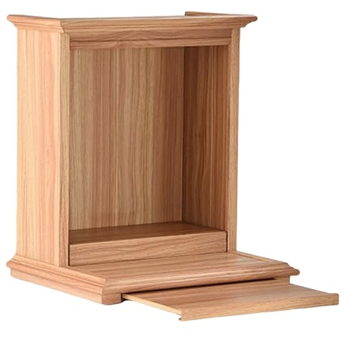 YHWKGZ Ständer for Buddha-Statue Im Heimtempel, Hölzernes Buddhistisches Altar-Buddha-Regal, Platzsparender Buddha-Schrein, Hölzerner Pooja-Mandir, Kleiner Meditationsaltartisch(Log Color,36x27.5x39cm von YHWKGZ