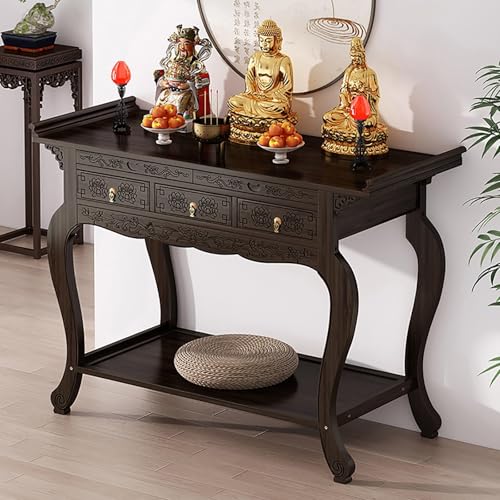 YHWKGZ Stand Puja Meditation Gebetstisch,Buddhistischer Gebetsaltarschrank,Meditationsaltartischschrank Mit Schublade,persönlicher Schreinaltartisch Buddha Nische Chinesischer Schrank(Length140cm/55.1 von YHWKGZ