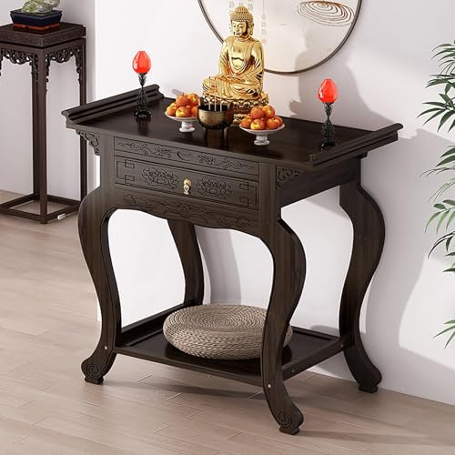 YHWKGZ Stand Puja Meditation Gebetstisch,Buddhistischer Gebetsaltarschrank,Meditationsaltartischschrank Mit Schublade,persönlicher Schreinaltartisch Buddha Nische Chinesischer Schrank(Length80cm/31.5i von YHWKGZ