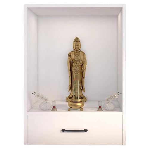 YHWKGZ Tischregal for Buddha-Altarhalter, Guanyin-Schrank, Ahnenschrein, Massivholz, Neuer Schrein Im Chinesischen Stil, Altartisch Mit Aufbewahrungsschublade Und Leiser Gleitschiene(Wit,Length29cm/11 von YHWKGZ