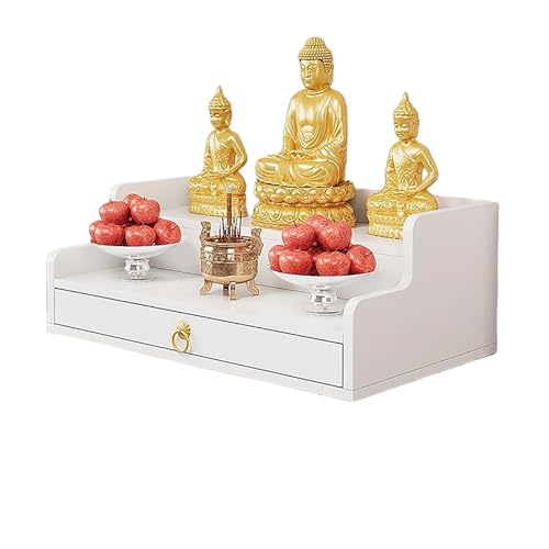 YHWKGZ Wandmontiertes Buddha-Altarregal Mit Dreieckiger Halterung,Altartisch Mit Stauraum,Stabile Tragkraft,Altarschrank for Hexen-, Wicca- Und Buddhistische Schreine,Gebetsständer(Light walnut,60cm d von YHWKGZ