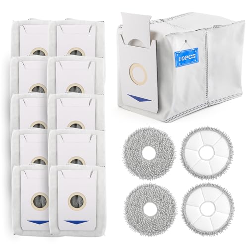 (14 Stück) Staubbeutel für Ecovacs Deebot T30 Pro Omni / T30 Omni Saugroboter Zubehör,Zubehör Ersatzteil 10 Staubbeutel(3L) + 4 Wischpads von YHX-OU