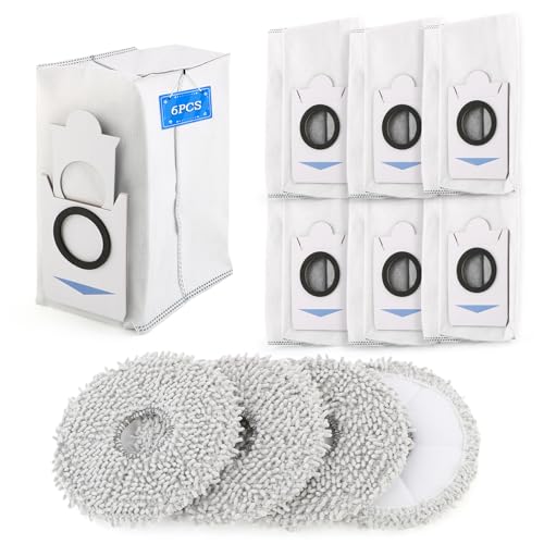 für Ecovacs T30S Combo/ T30S COMBO Complete/X2 Combo Staubbeutel,Zubehör Ersatzteil 6 Staubbeutel(3L) + 4 Wischpads von YHX-OU